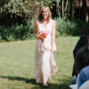 Light pink, long bridesmaids dress from Lulus